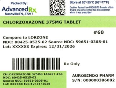 Chlorzoxazone 375mg #60 (Chlorzoxazone 375mg 80425 0525 02)
